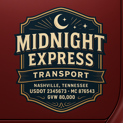 Trucking, Logistics, Transport Inspired Truck Door Lettering Decal Sticker Signs For Style & Compliance With USDOT, MC, GVW Or Any Regulation Number Lines (Set of 2)