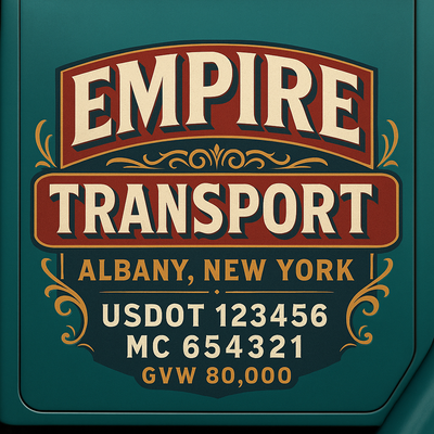 Trucking, Logistics, Transport Inspired Truck Door Lettering Decal Sticker Signs For Style & Compliance With USDOT, MC, GVW Or Any Regulation Number Lines (Set of 2)