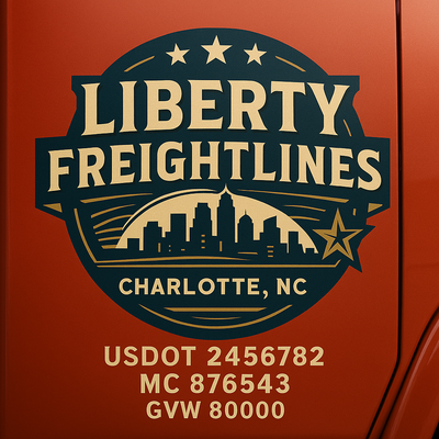 Trucking, Logistics, Transport Inspired Truck Door Lettering Decal Sticker Signs For Style & Compliance With USDOT, MC, GVW Or Any Regulation Number Lines (Set of 2)