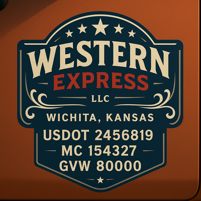 Trucking, Logistics, Transport Inspired Truck Door Lettering Decal Sticker Signs For Style & Compliance With USDOT, MC, GVW Or Any Regulation Number Lines (Set of 2)