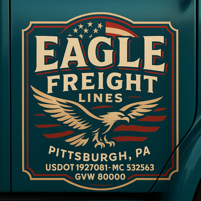 Trucking, Logistics, Transport Inspired Truck Door Lettering Decal Sticker Signs For Style & Compliance With USDOT, MC, GVW Or Any Regulation Number Lines (Set of 2)
