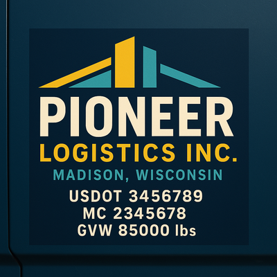 Trucking, Logistics, Transport Inspired Truck Door Lettering Decal Sticker Signs For Style & Compliance With USDOT, MC, GVW Or Any Regulation Number Lines (Set of 2)
