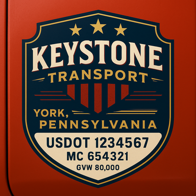 Trucking, Logistics, Transport Inspired Truck Door Lettering Decal Sticker Signs For Style & Compliance With USDOT, MC, GVW Or Any Regulation Number Lines (Set of 2)