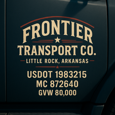 Trucking, Logistics, Transport Inspired Truck Door Lettering Decal Sticker Signs For Style & Compliance With USDOT, MC, GVW Or Any Regulation Number Lines (Set of 2)