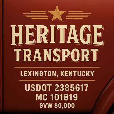 Trucking, Logistics, Transport Inspired Truck Door Lettering Decal Sticker Signs For Style & Compliance With USDOT, MC, GVW Or Any Regulation Number Lines (Set of 2)