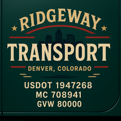 Trucking, Logistics, Transport Inspired Truck Door Lettering Decal Sticker Signs For Style & Compliance With USDOT, MC, GVW Or Any Regulation Number Lines (Set of 2)