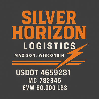 Trucking, Logistics, Transport Inspired Truck Door Lettering Decal Sticker Signs For Style & Compliance With USDOT, MC, GVW Or Any Regulation Number Lines (Set of 2)