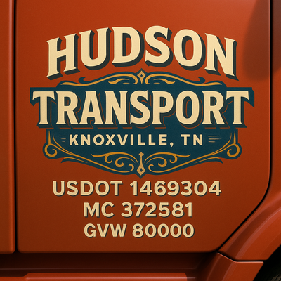 Trucking, Logistics, Transport Inspired Truck Door Lettering Decal Sticker Signs For Style & Compliance With USDOT, MC, GVW Or Any Regulation Number Lines (Set of 2)