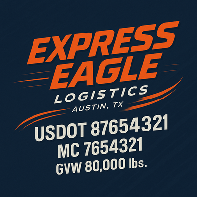 Trucking, Logistics, Transport Inspired Truck Door Lettering Decal Sticker Signs For Style & Compliance With USDOT, MC, GVW Or Any Regulation Number Lines (Set of 2)