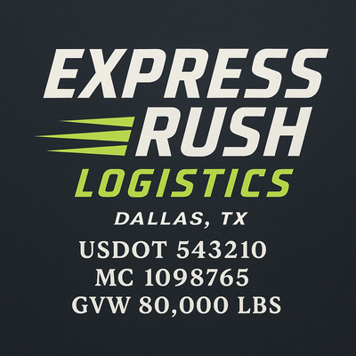 Trucking, Logistics, Transport Inspired Truck Door Lettering Decal Sticker Signs For Style & Compliance With USDOT, MC, GVW Or Any Regulation Number Lines (Set of 2)