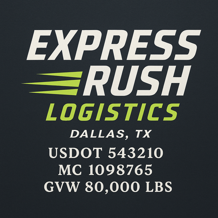 Trucking, Logistics, Transport Inspired Truck Door Lettering Decal Sticker Signs For Style & Compliance With USDOT, MC, GVW Or Any Regulation Number Lines (Set of 2)