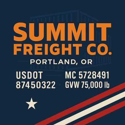Trucking, Logistics, Transport Inspired Truck Door Lettering Decal Sticker Signs For Style & Compliance With USDOT, MC, GVW Or Any Regulation Number Lines (Set of 2)