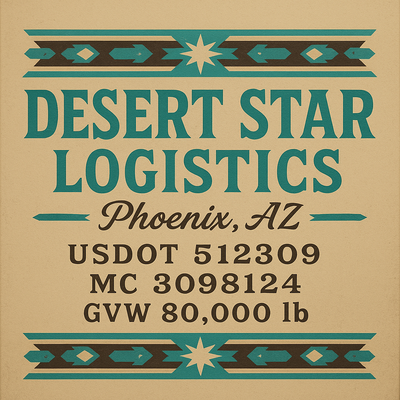 Trucking, Logistics, Transport Inspired Truck Door Lettering Decal Sticker Signs For Style & Compliance With USDOT, MC, GVW Or Any Regulation Number Lines (Set of 2)