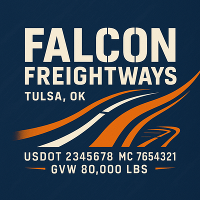 Trucking, Logistics, Transport Inspired Truck Door Lettering Decal Sticker Signs For Style & Compliance With USDOT, MC, GVW Or Any Regulation Number Lines (Set of 2)