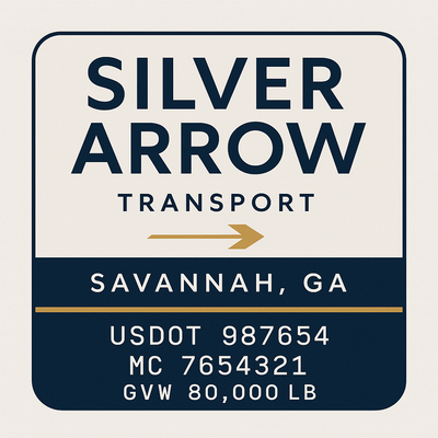 Trucking, Logistics, Transport Inspired Truck Door Lettering Decal Sticker Signs For Style & Compliance With USDOT, MC, GVW Or Any Regulation Number Lines (Set of 2)