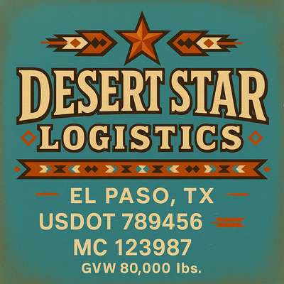 Trucking, Logistics, Transport Inspired Truck Door Lettering Decal Sticker Signs For Style & Compliance With USDOT, MC, GVW Or Any Regulation Number Lines (Set of 2)