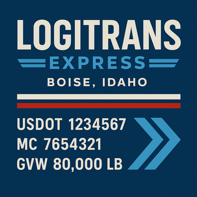 Trucking, Logistics, Transport Inspired Truck Door Lettering Decal Sticker Signs For Style & Compliance With USDOT, MC, GVW Or Any Regulation Number Lines (Set of 2)