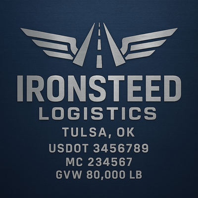 Trucking, Logistics, Transport Inspired Truck Door Lettering Decal Sticker Signs For Style & Compliance With USDOT, MC, GVW Or Any Regulation Number Lines (Set of 2)