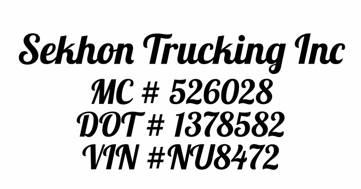 Custom Order for Sekhon Trucking Inc