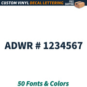 ADWR Number Regulation Decal Sticker, (Set of 2)