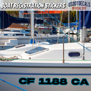 two color boat registration decal