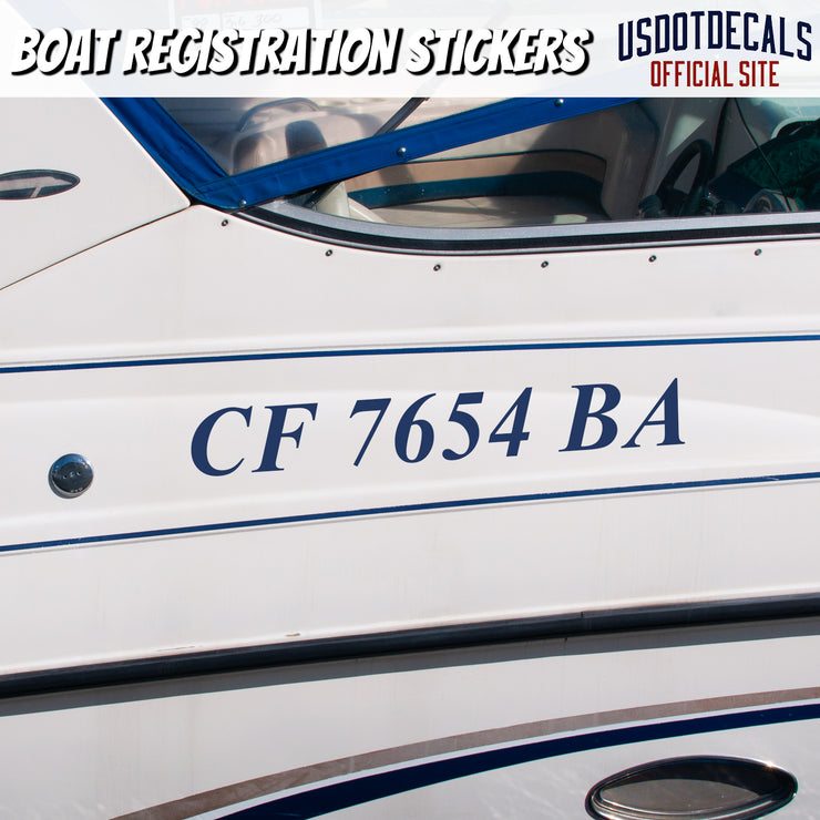 Regulation Sticker Boat Registration Regulation Numbers Decal Sticker Lettering, (Set of ...