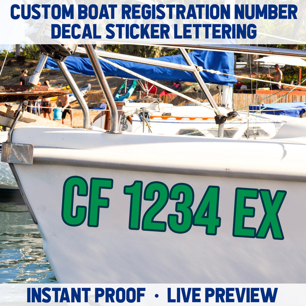 Registration Sign Sticker Custom Boat Registration Number Decal Sticker Lettering (Instant Proof ...