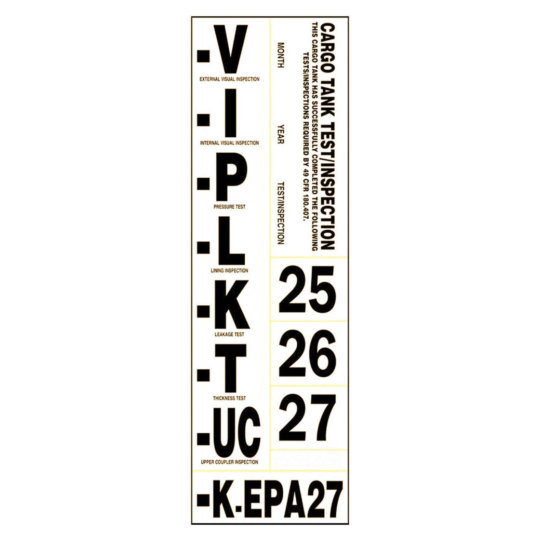 Cargo Tank Annual Inspection Label Sticker Label Decal Sign – USDOT Decals