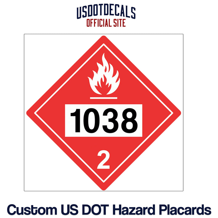 Hazard Class 2 Flammable Gas UN #1038 Placard With White Square Frame Background DOT113