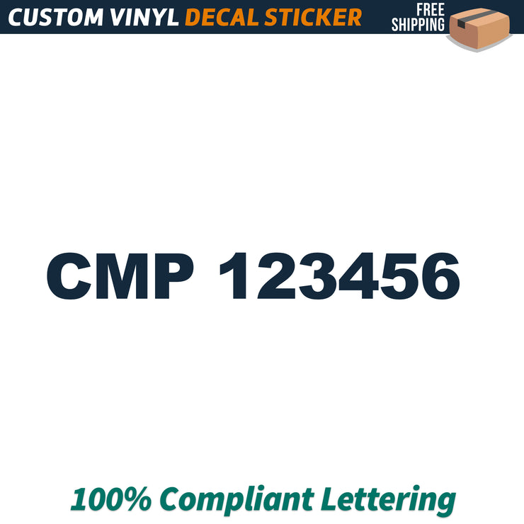 CMP # Number Regulation Decal Sticker Lettering, (Set of 2) – USDOT Decals