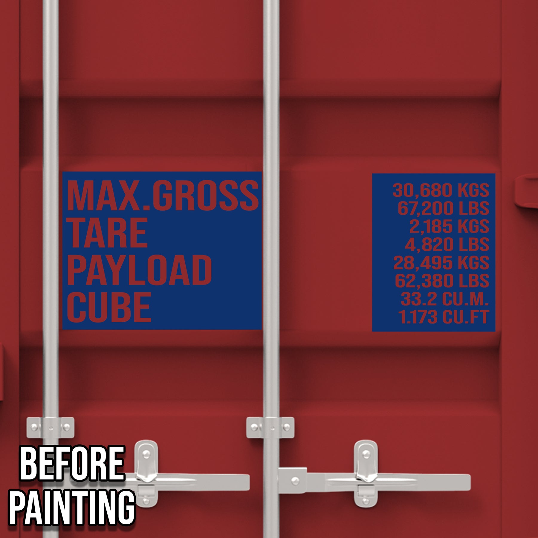 Custom Shipping Container Stencil For Painting MAX GROSS, TARE, PAYLOA ...