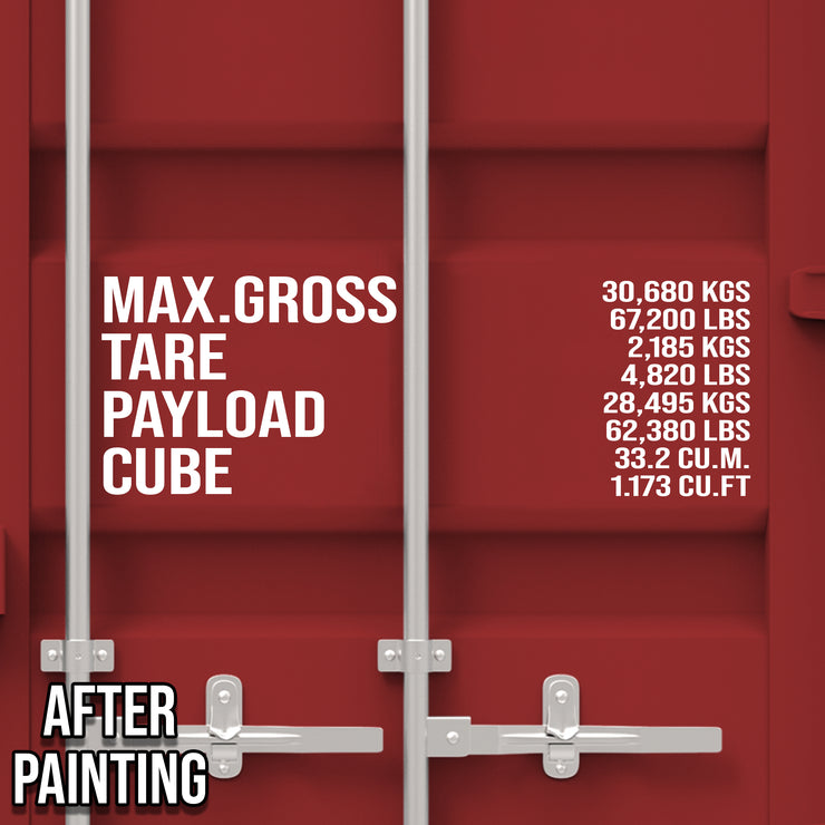 Custom Shipping Container Stencil For Painting MAX GROSS, TARE, PAYLOAD, CUBE Number Decal Lettering, (Set of 2)