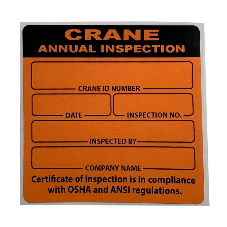 Crane Annual Inspection Label Decal Sticker