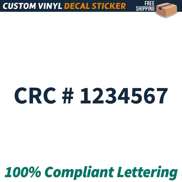 CRC Number Regulation Decal Sticker, (Set of 2) – USDOT Decals