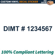 DIMT Number Regulation Decal Sticker Lettering, (Set of 2)