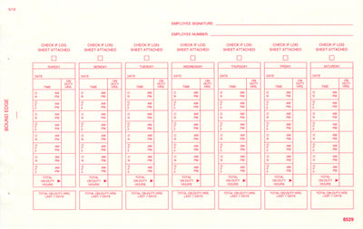 Official Driver's Time Record For Short Haul Operations (Carbonless)