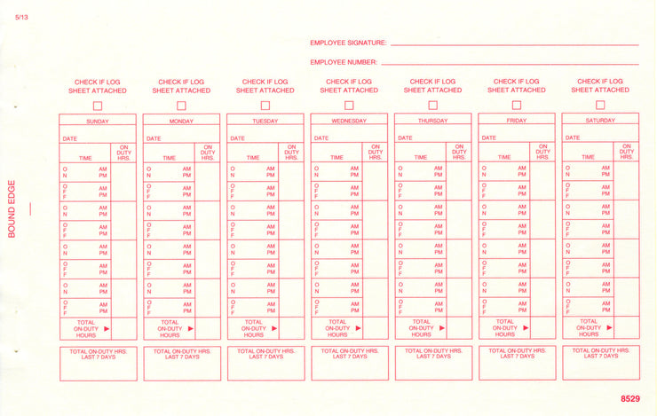 Official Driver's Time Record For Short Haul Operations (Carbonless)