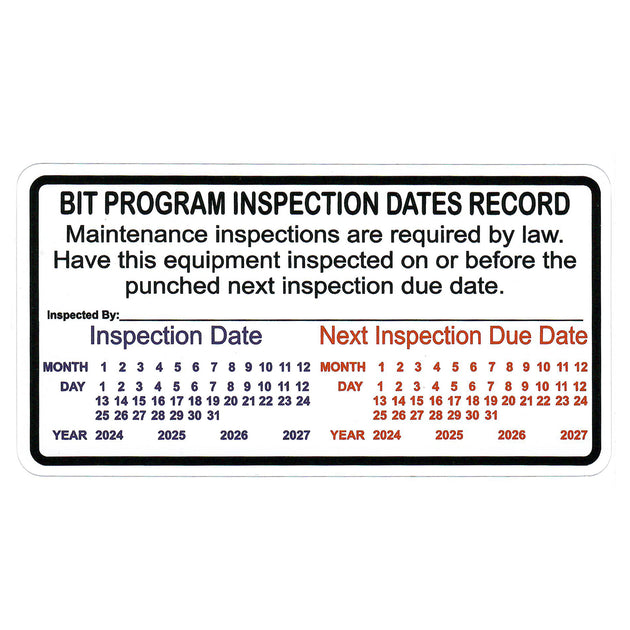 Visual Inspection Rin Decals BIT Program Inspection Dates Record Decal Sticker Sign For Commercial ...