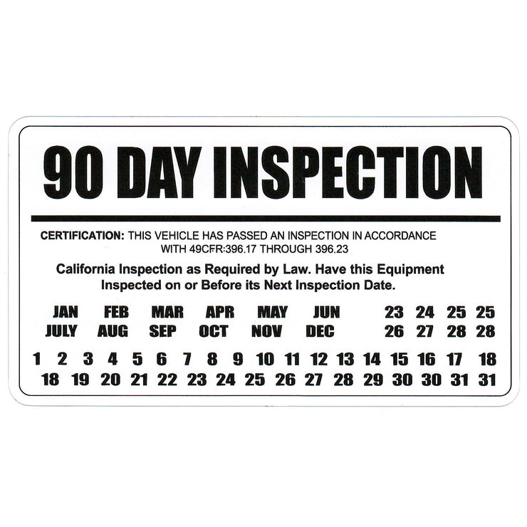90 Day Inspection Dates Record Decal Sticker Sign For Commercial Vehic ...