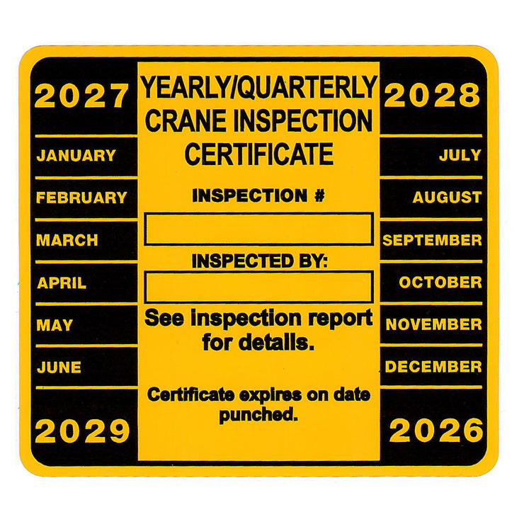 Visual Inspection Rin Decals Yearly/Quarterly Crane Inspection Certificate Decal Sticker Label Sign ...