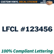 LFCL Number Regulation Decal Sticker, (Set of 2)