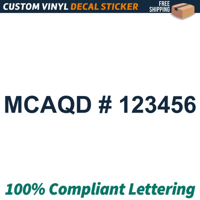 MCAQD Number Regulation Decal Sticker, (Set of 2)