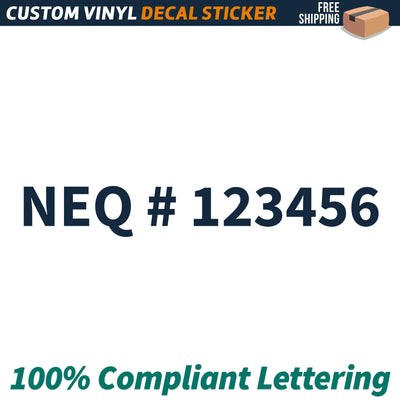 NEQ Number Regulation Decal Sticker, (Set of 2)