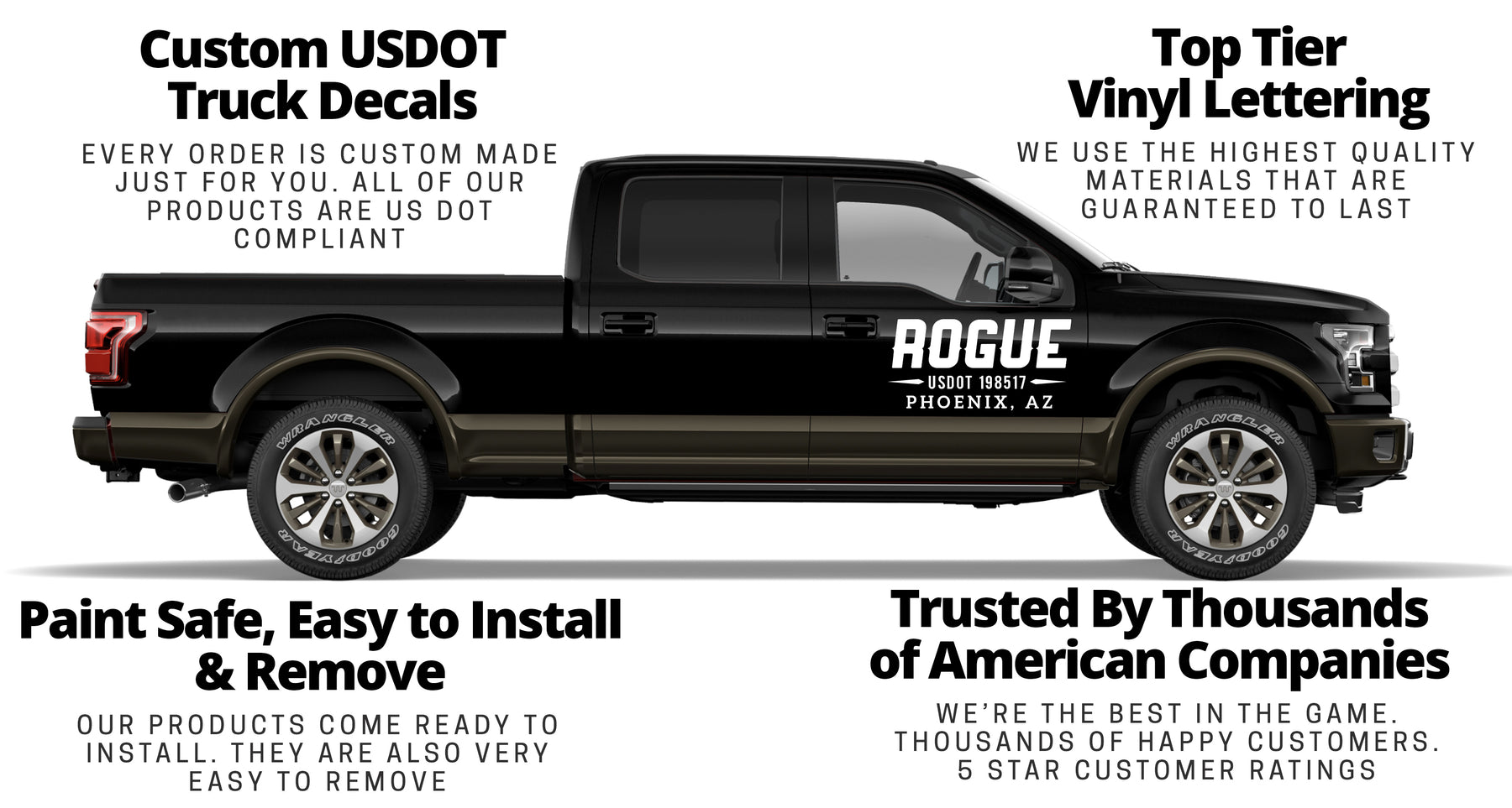 USDOT Decals & Number Stickers for Trucks. 100 Custom US DOT Decals