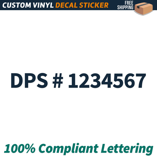 D1gp Number Sticker DPS # Number Regulation Decal Sticker Lettering, (Set of 2) – USDOT Decals
