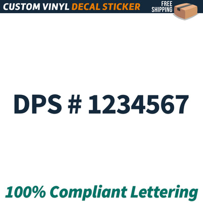 DPS # Number Regulation Decal Sticker Lettering, (Set of 2)