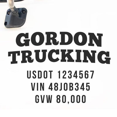 Company Name Truck Decal with Regulation Number Lines
