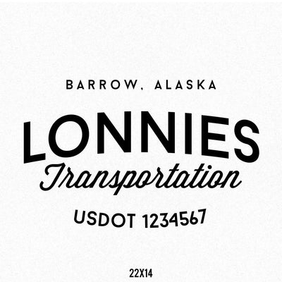 company name decal with location and usdot number