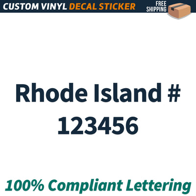 Rhode Island # Number Regulation Decal Sticker Lettering, (Set of 2)