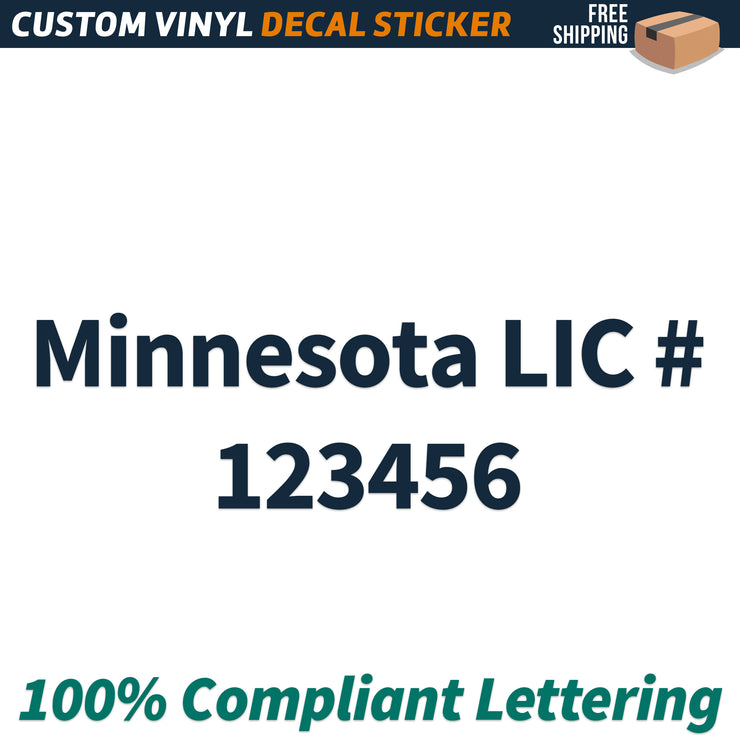(Minnesota) LIC # Number Regulation Decal Sticker Lettering, (Set of 2)